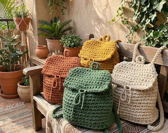 Crochet Backpack Pattern, Boho Drawstring Bag, Beginner Friendly DIY Tutorial (PDF Download)