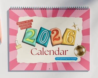 Plantilla de calendario Canva 2026 / Imprimible, descarga digital / Planificador mensual editable / Estilo álbum de recortes