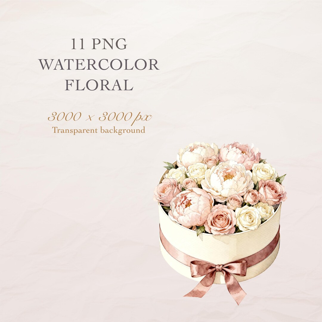 Watercolor Bouquet Clipart PNG | Vintage Floral Bundle | Pastel Flower ...