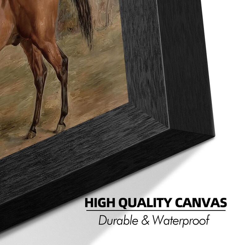Vintage Brown Horse Oil Painting Print, Rustic Equestrian Farmhouse ...
