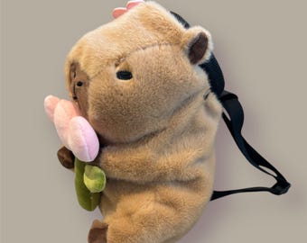 Capybara flower Chalk Bag for Bouldering, Rock climbing, Gifts for climber, Handmade Plush Climbing