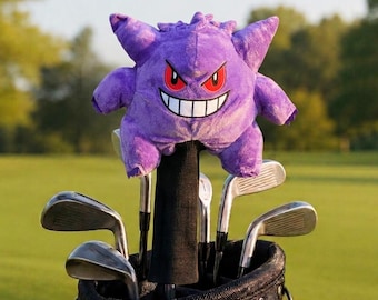 Gengar Golf Head Cover, Spooky Plush Driver Headcover for 460cc Woods & Hybrids, Funny Golf Gift for Him, Monster Golf