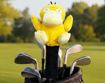 Psyduck Duck Golf Head Cover, Cute Plush Driver Headcover for 460cc Woods & Hybrids, Funny Golf Gift for Him, Golf Bag Gift