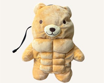 Muscle Bear Chalk Bag for Bouldering, Rock climbing, Gifts for climber, Handmade Plush Climbing