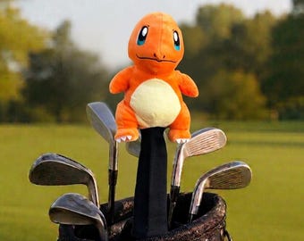 Charmander Hybrid Golf Head Cover, Cute Plush Rescue Club Headcover, Funny Golf Gift for Him or Her