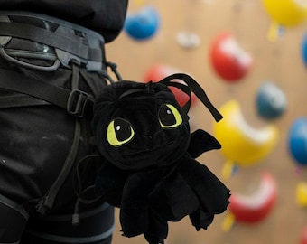 Toothless Dragon Chalk Bag for Bouldering, Rock climbing, Gifts for climber, Handmade Plush Climbing