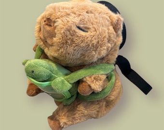 Capybara Turtle Backpack Chalk Bag for Bouldering, Rock climbing, Gifts for climber, Handmade Plush Climbing