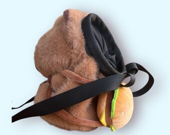 Capybara Burger Backpack Chalk Bag for Bouldering, Rock climbing, Gifts for climber, Handmade Plush Climbing