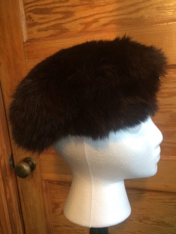 Vintage Brown Fur Hat Headband 1950s 1960s Mink F… - image 6