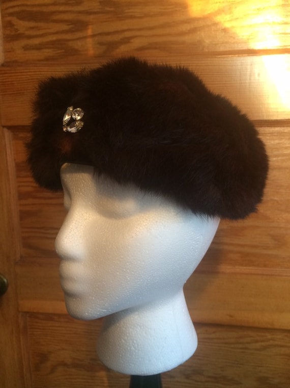 Vintage Brown Fur Hat Headband 1950s 1960s Mink F… - image 4