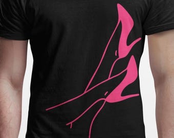 Minimalistisches High Heel Linienkunst-T-Shirt