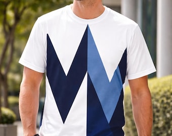 Minimalist Geometric T-Shirt | Navy Abstract Line Art