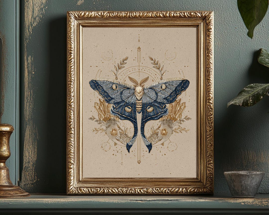 Folklore Moth Wall Art Print, Dark Academia Insect Illustration ...