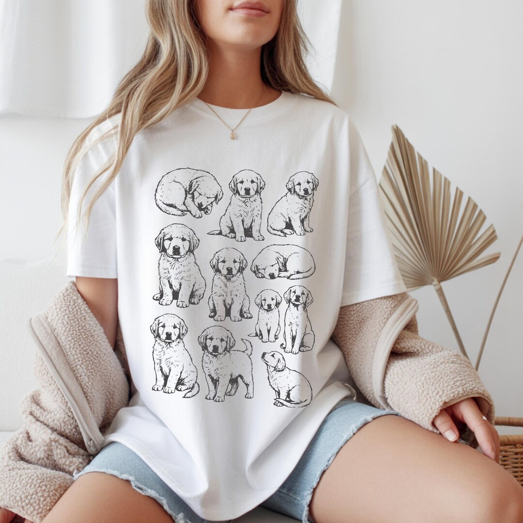 Golden Retriever Puppies Shirt, Retro 90s Dog Graphic Tee, Comfort ...