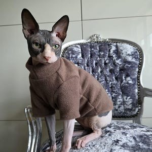 Fleece Pullover for Hairless Cat, Sphynx Clothes, Warm Cat Clothing *LIMITED TIME 60% Off*