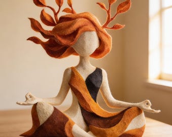 Meditative Nature Goddess Sculpture, Spiritual Yoga Home Decor, Handmade Zen Art Figurine, Organic Wabi Sabi Statue Accent