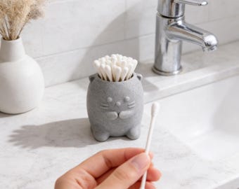 Cute Animal Cotton Swab Holder Minimalist Bathroom Storage Toothpick Organizer Vanity Desk Decor Gift