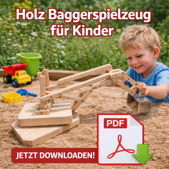 Bauanleitung Bagger aus Holz - funktioneller Bagger mit Hebelsteuerung -  Holzspielzeug DIY Projekt - Bauanleitung zum Download - Etsy.de