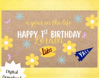 Ein Jahr im Leben Canva Vorlage | Digitaler Download | Modell | Geburtstag Mockup | Gilmore Mädchen | Party Dekor
