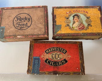 3 Vintage Cigar Boxes