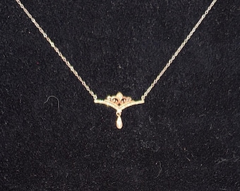 Enchanted Disney Fine Jewelry Majestic Princess Two-Tone Diamond Tiara Bar Necklace