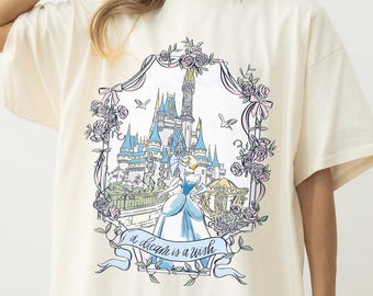 Vintage Cinderella Comfort Colors Shirt, Disney Princess Coquette Bow Magic Kingdom Girls Trip Vacation Tee 2026