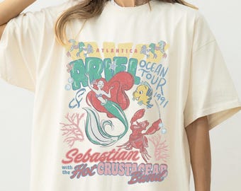 Chemise Ariel petite sirène couleurs confort, t-shirt princesse Disney, t-shirt vacances sirène pour femme, tenue de voyage en famille Disney, chemise sous la mer