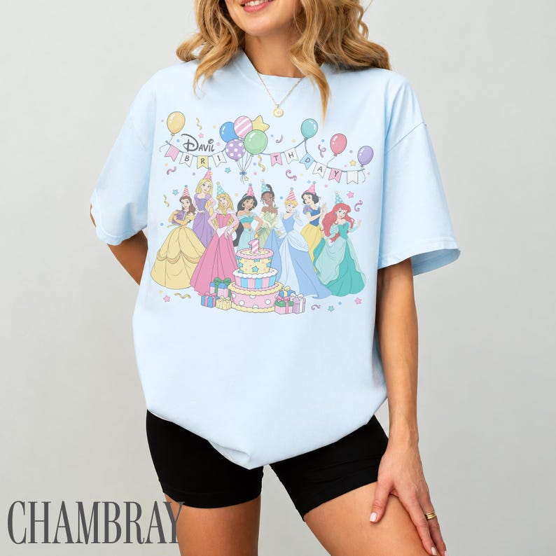 Princess Color In Print Out Personalized Disney Princess Birthday Shirt, Custom Birthday Girl Party ...