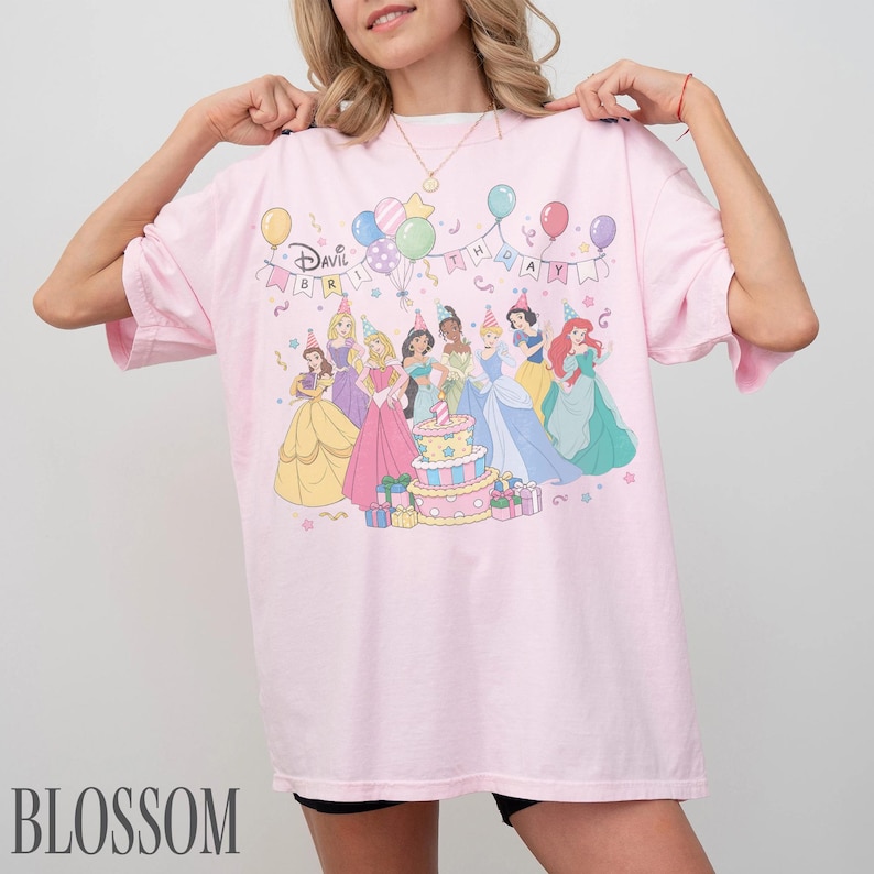 Princess Color In Print Out Personalized Disney Princess Birthday Shirt, Custom Birthday Girl Party ...