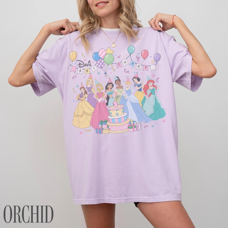Princess Color In Print Out Personalized Disney Princess Birthday Shirt, Custom Birthday Girl Party ...