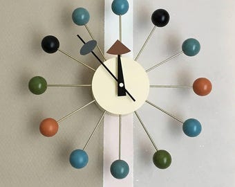 Enakshi Round Ball Wall Clock Simple Mid Century for Study Room| George Nelson Ball Clock Multicolor Reproduction Used