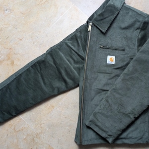 Chaqueta Carhartt de pana verde, abrigo de trabajo negro acolchado con forro, chaqueta utilitaria con cremallera completa, ropa urbana unisex / Todas las tallas disponibles