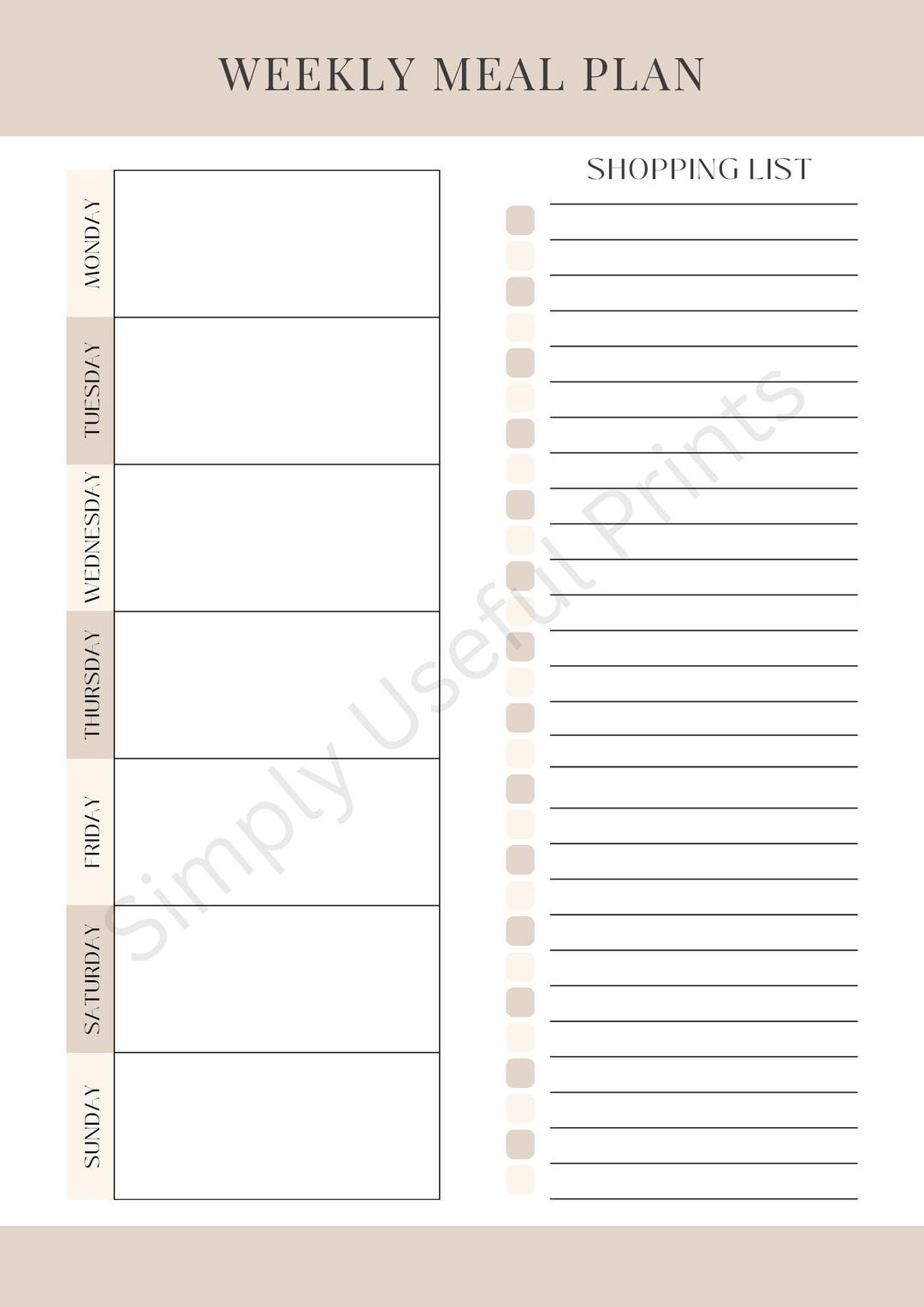 Weekly Meal Planner Printable | Minimal Family Organiser | A4 Home ...