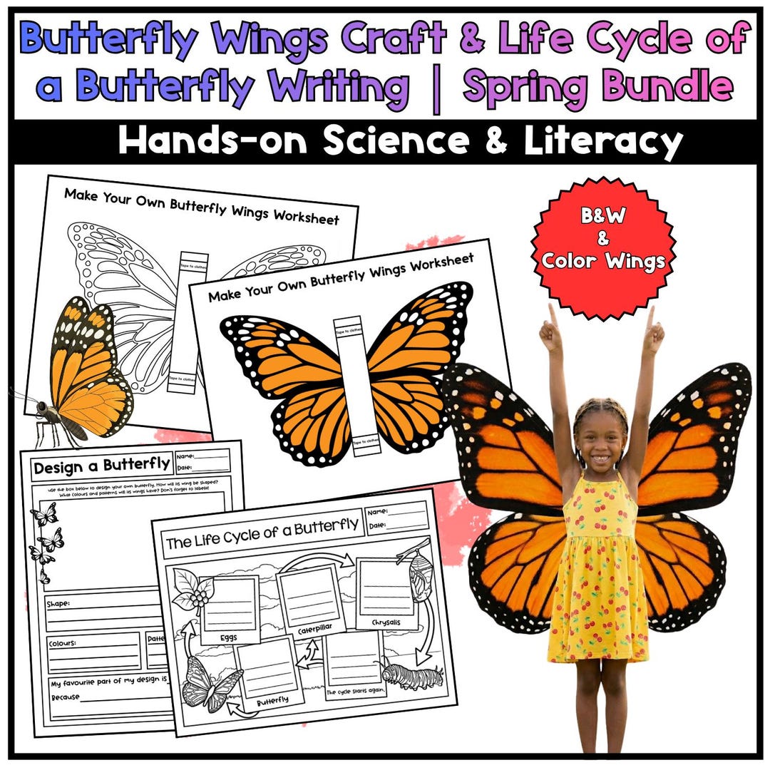 Spring Butterfly Wings Craft and Life Cycle of a Butterfly Writing - Etsy