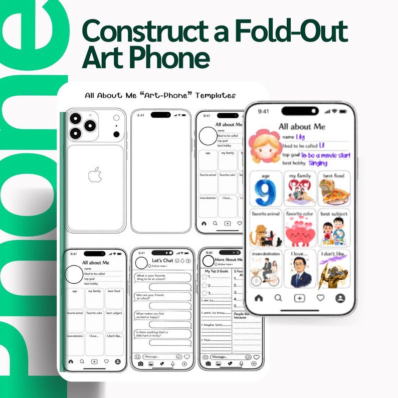 Art Phone Craft Printable Fold Out Phone Art & Writing Activity