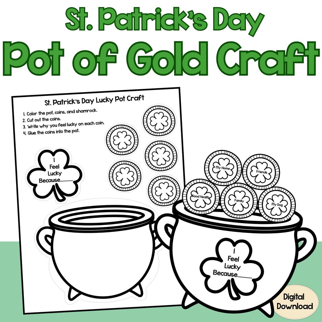 St. Patrick's Day Activity: "i Am Lucky" Pot of Gold Craft and Writing ...