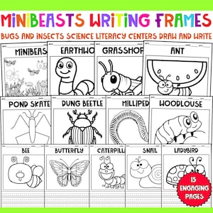 Bugs & Insects Science Literacy Centers Draw and Write | Minibeasts Lined Vocabulary Journal Activity Sheets