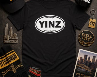 YINZ T-Shirt Pittsburghese Oval Front Graphic | Yinzer Shirt | Steel City Tee | Pittsburgh Pride | Pennsylvania Gift | Pittsburgh Sayings