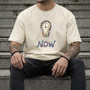 Melting Clock T Shirt, Surreal Drip Art Tee, Dali-Style Graphic Shirt, Artistic Time Design, Creative Streetwear T-Shirt