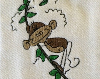 Monkey swinging baby burp cloth