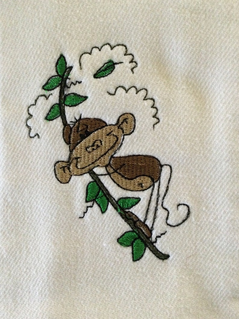 Monkey swinging baby burp cloth image 1
