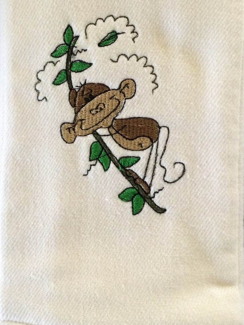 Monkey swinging baby burp cloth image 2
