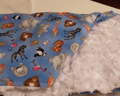 Baby Blanket Minky and Zoo Animals
