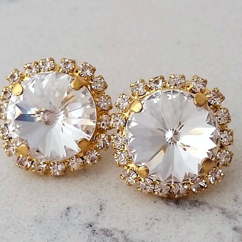 Crystal Stud Earrings Bridal Earrings Bridesmaids Jewelry - Etsy