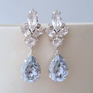 Dusty blue Bridal earrings,Dusty blue earrings,Light Blue earrings,Chandelier Bridal earrings,Bright blue chandelier earrings,bridesmaids image 1