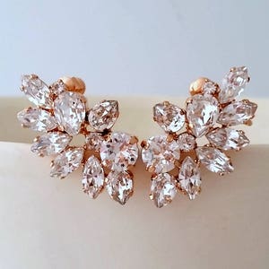 Climbing Earrings,Bridal climbing Earrings,Crystal Ear Crawlers,Rose gold earrings,Crystal Earrings,Bridal Trendy Earrings,Ear Cuff