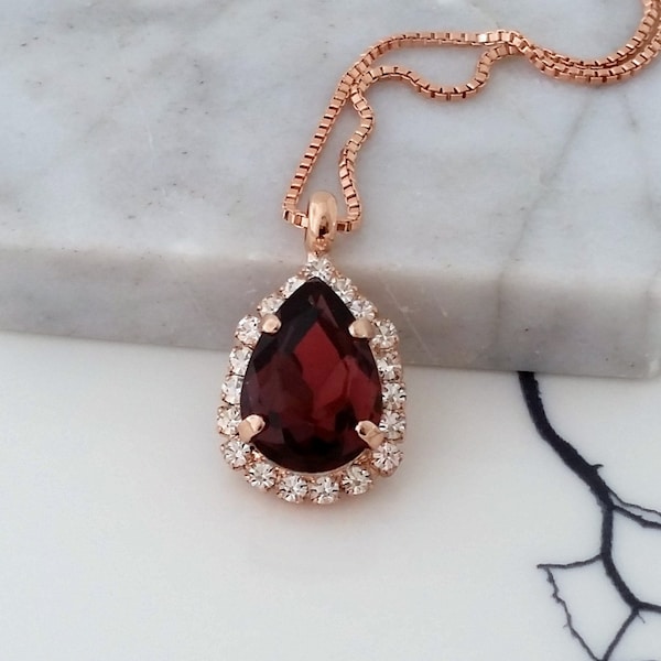 Burgundy necklace,Burgundy Bridal necklace,Burgundy bridal necklace,Burgundy Bridesmaids necklace,burgundy pendant necklace,teardrop necklac