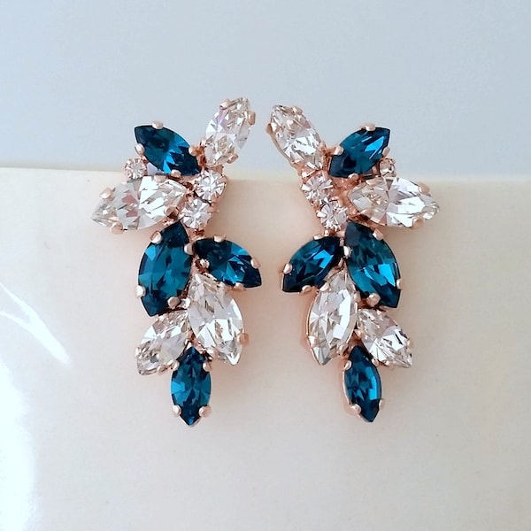 Teal earrings,Teal bridal earrings,Teal earrings,Teal cluster earrings,Bridal earrings,statement earrings,cluster earrings,Crystal earring