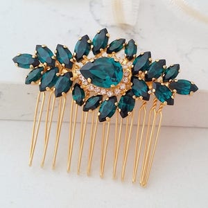 Bridal Hair Comb,Emerald Hair Comb,Wedding Hair Accessory,Emerald Hair Comb,Wedding headpiece,Crystal hair comb,head piece,Gatsby Headpiece