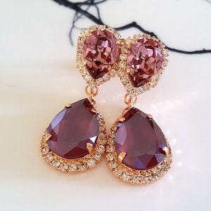 Burgundy earrings,Burgundy bridal earrings,Burgundy chandelier earrings,Burgundy dangle  earrings,Burgundy earrings bridesmaids,Crystal